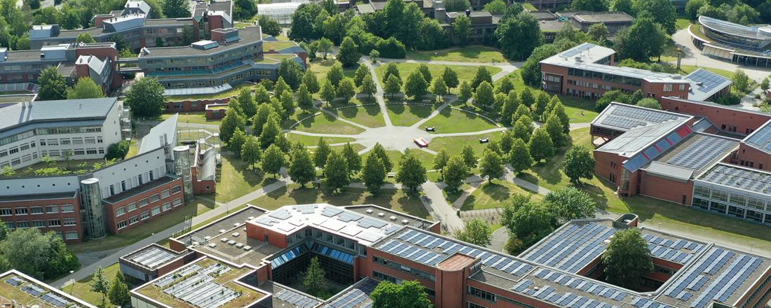 Aerial view of the Bayreuth Campus with roundabout
